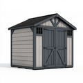 Abri de jardin 213 x 123 x 190 cm gris anthracite en résine avec doubles portes style grange
