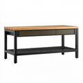 Établi de rangement 120 x 60 x 85 cm en acier et bois noir marron avec 3 tiroirs et étagère