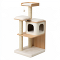 Arbre à chat 60 x 50 x 145 cm en bois beige avec griffoirs en sisal et niches