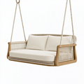 Balancelle suspendue 2 places 160 x 75 x 65 cm bois et corde beige style naturel