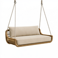 Canapé balancelle suspendu 160 x 70 x 60 cm en rotin beige pour extérieur style bohème
