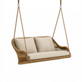 Balancelle suspendue 140 x 70 x 120 cm en rotin marron pour extérieur