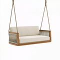 Balancelle de jardin 2 places 140 x 70 x 65 cm en bois beige suspendue