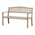 Banc de jardin 120 cm en métal beige à accoudoirs style classique