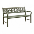 Banc de jardin 122 x 62 x 89 cm en métal vert antique à dossier ajouré