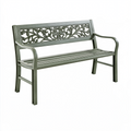 Banc de jardin 122 x 58 x 88 cm en métal vert foncé à dossier décoratif
