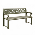 Banc de jardin 122 cm en métal vert foncé à dossier ajouré décoratif