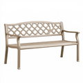 Banc de jardin 122 x 61 x 89 cm en métal beige à dossier ajouré classique